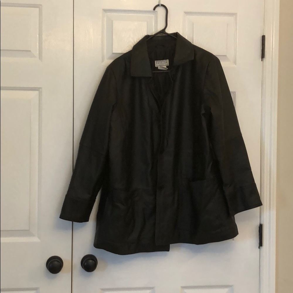 100% real leather black jacket